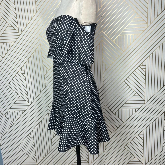 Saloni Amelia Neoprene Mini Polka Dot Dress‎ Black White Size 6 - Picture 6 of 12